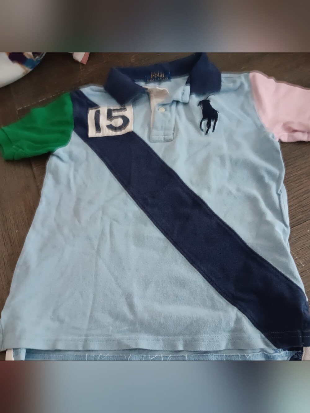 Polo by Ralph Lauren Boys Size Large Light Blue Polo with Navy Sash